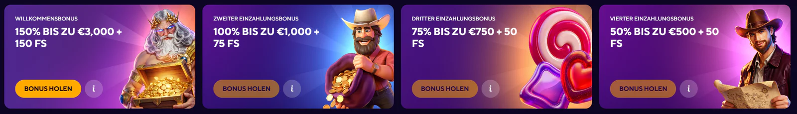 Dazardbet Casino – Vier Willkommensboni mit bis zu 5.250 € und 325 Freispielen für die ersten vier Einzahlungen